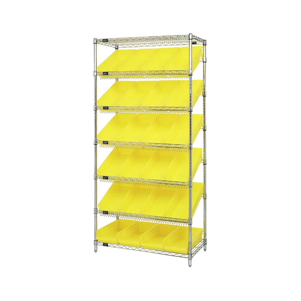 18"d x 36"w x 74"h 7-Tier Slanted Wire Shelving with 17-7/8"d x 8-3/8"w x 4"h Bins - Image 7