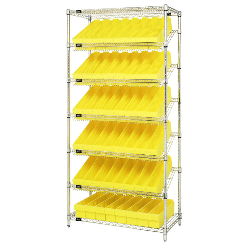 18"d x 36"w x 74"h 7-Tier Slanted Wire Shelving with 17-5/8"d x 3-3/4"w x 4-5/8"h Drawers - Image 8