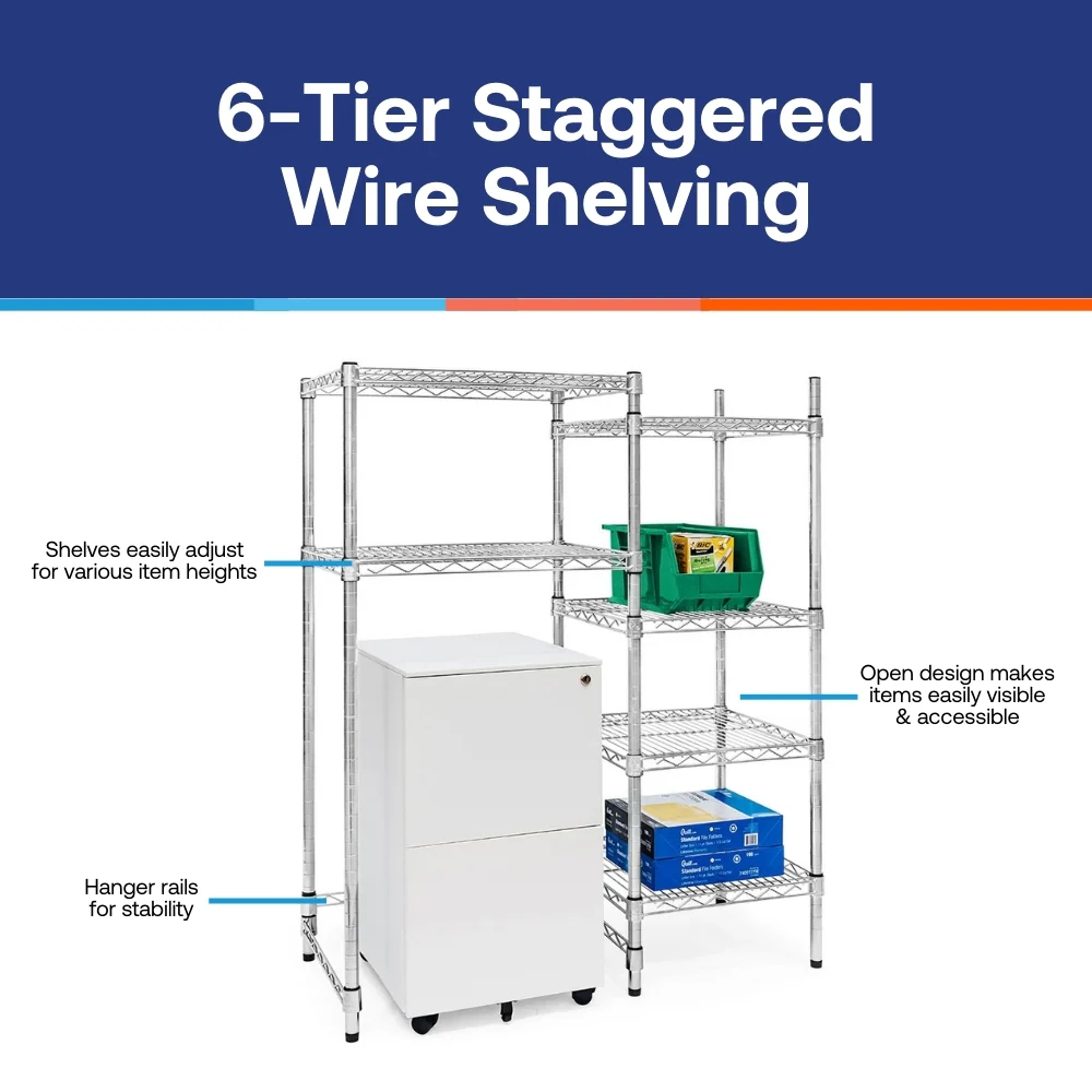 6-Tier Staggered Wire Shelving - Image 4