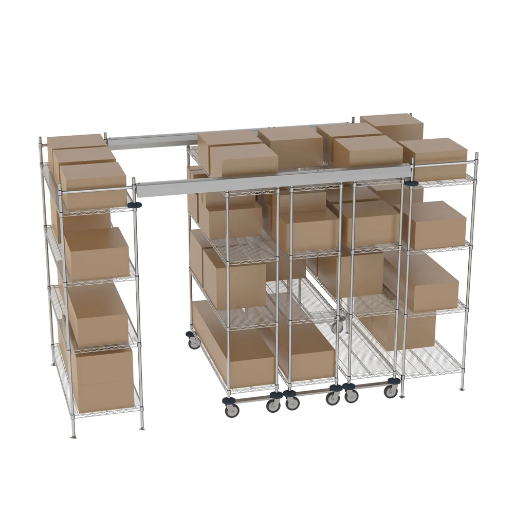 60"d Metro Top-Track High-Density Shelving - Chrome - Image 4