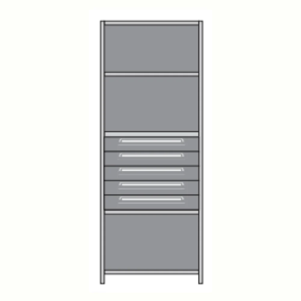 Lyon Closed Steel Shelving with 5 Modular Drawers - Starter Units - Image 3